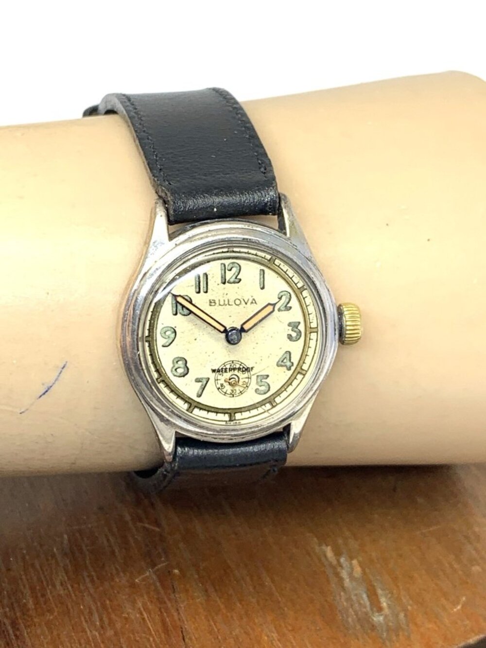 Bulova Watch Vintage WWII Military 10AE Manual Wind Leather Strap 28mm - Picture 12 of 15